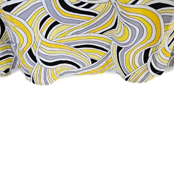 IBKUL Liza Print Long Sleeve Quarter Zip Mock Neck Top Yellow Black White XL - Picture 4 of 12